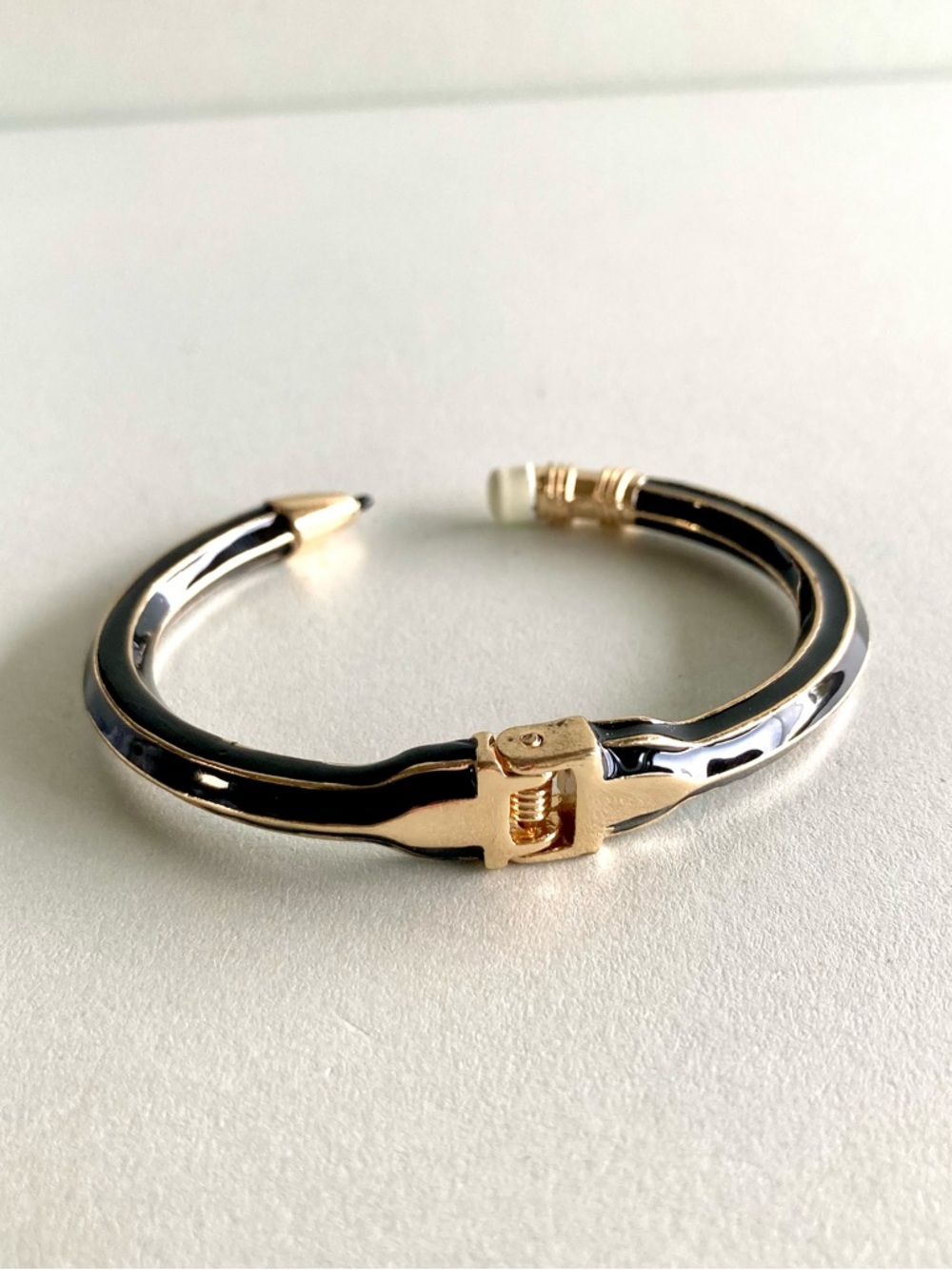 NWOT Gold and Black pencil Cuff Bracelet with White Accent - Picture 4 of 6